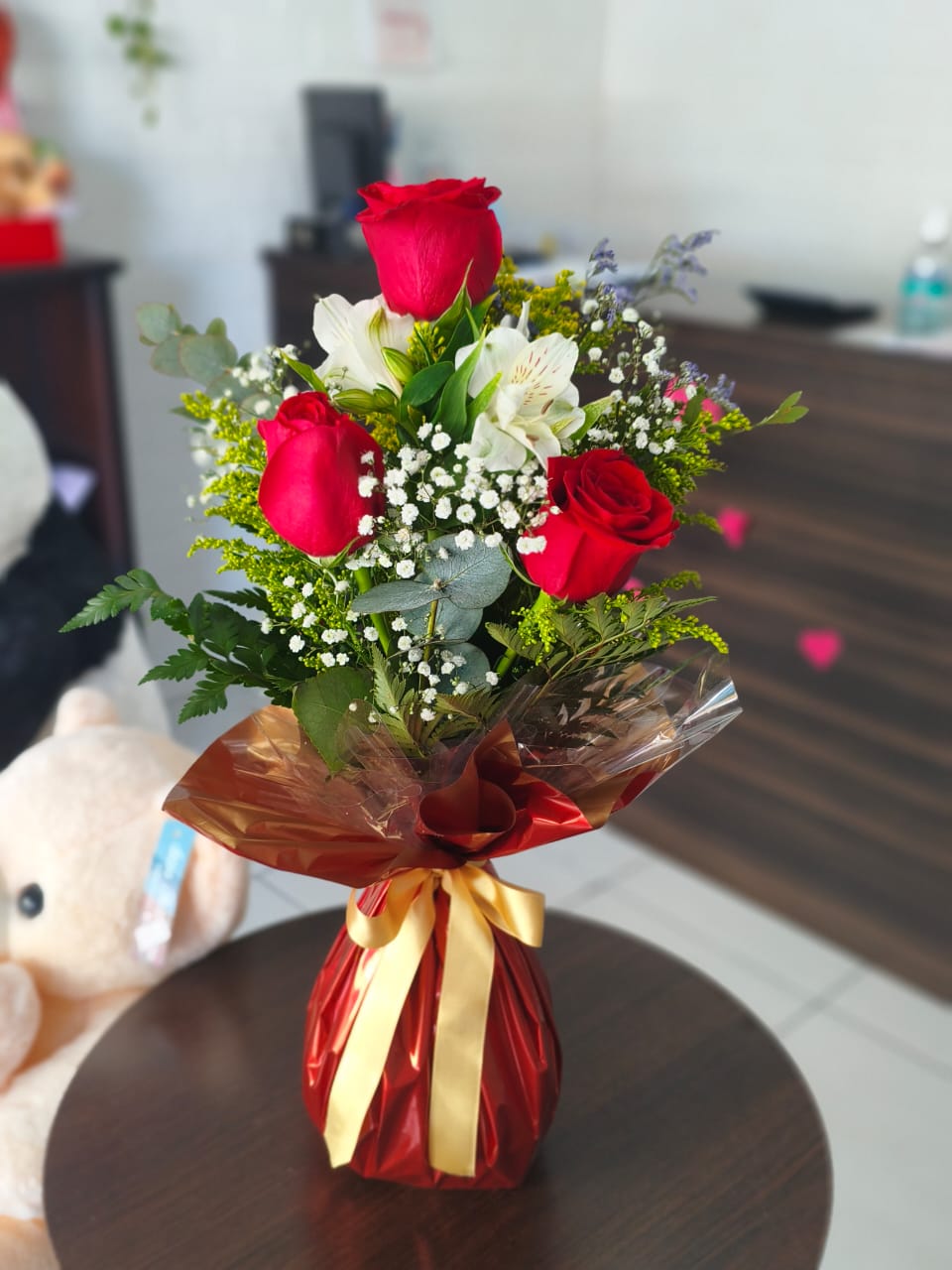 Arranjo triplo vermelho