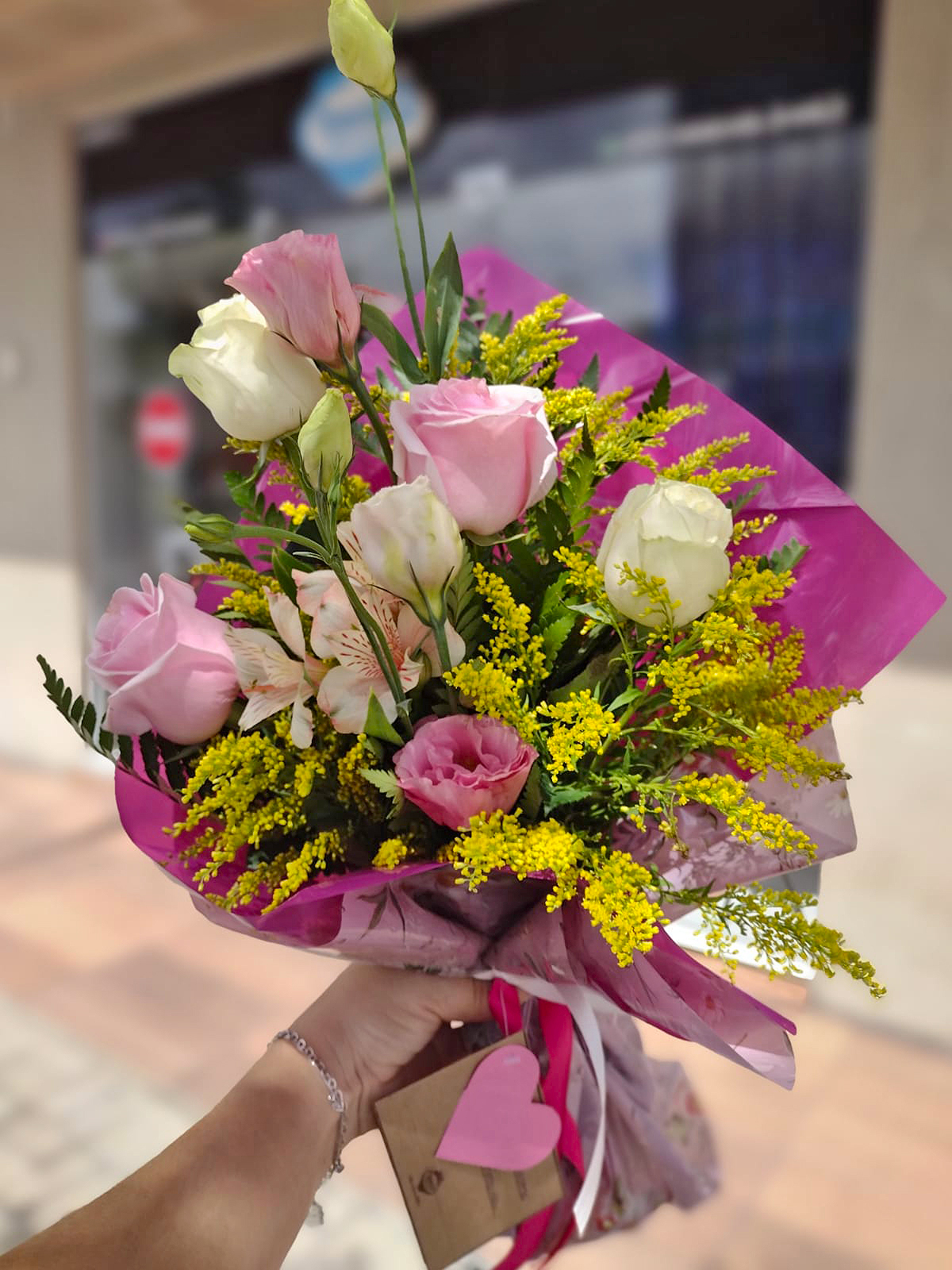 Mini buque cor de rosa